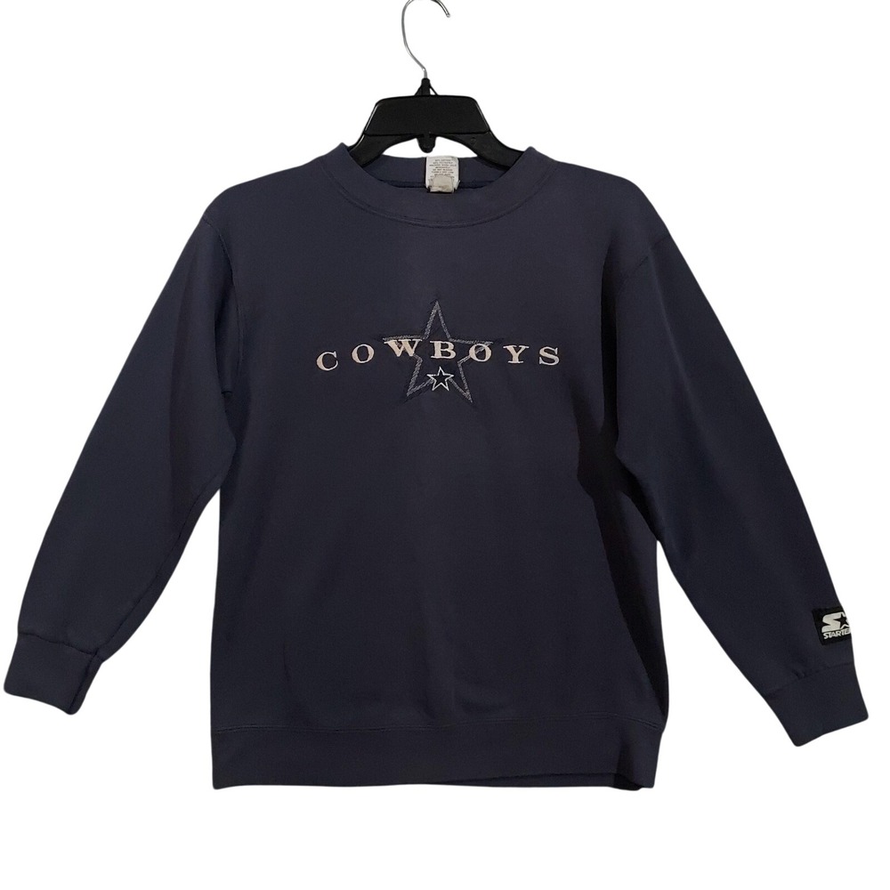 Vintage Dallas Cowboys Sweatshirt Youth Medium Blue NFL Football Starter USA‎